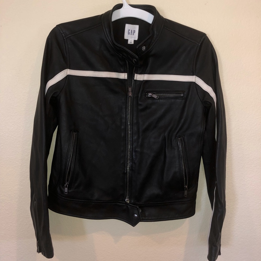 GAP Black leather biker jacket